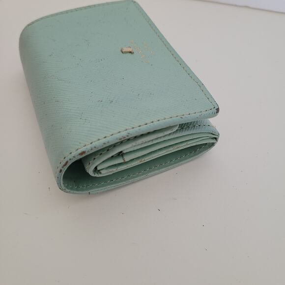 Lanvin Unisex Blue Teal Trifold Leather Wallet Card Bill Coin Compact Small Box - Picture 9 of 10